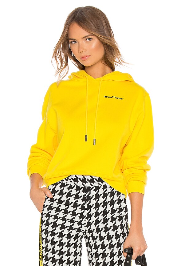 view 2 of 5 Quotes Cropped Hoodie in Yellow & Black
