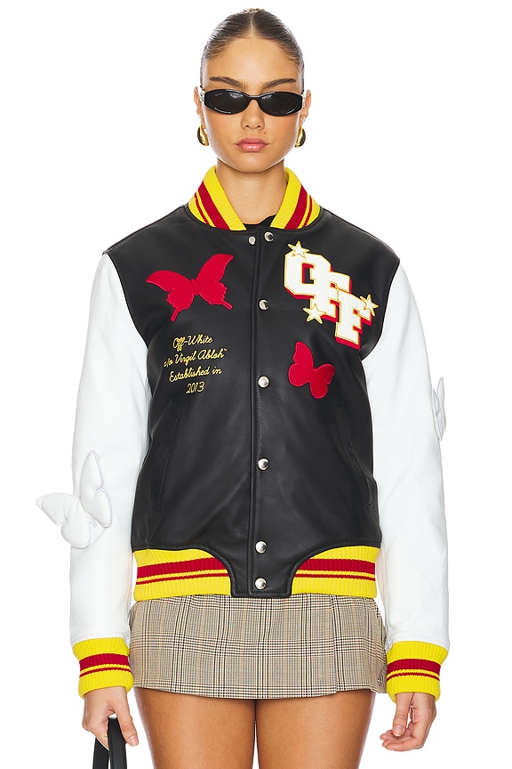 view 2 of 6 2013 LEATHER VARSITY ジャケット in Black & White