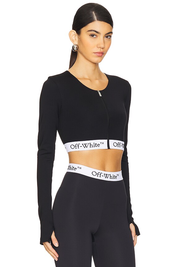 view 2 of 4 Logoband Zipped Crop Top in Black