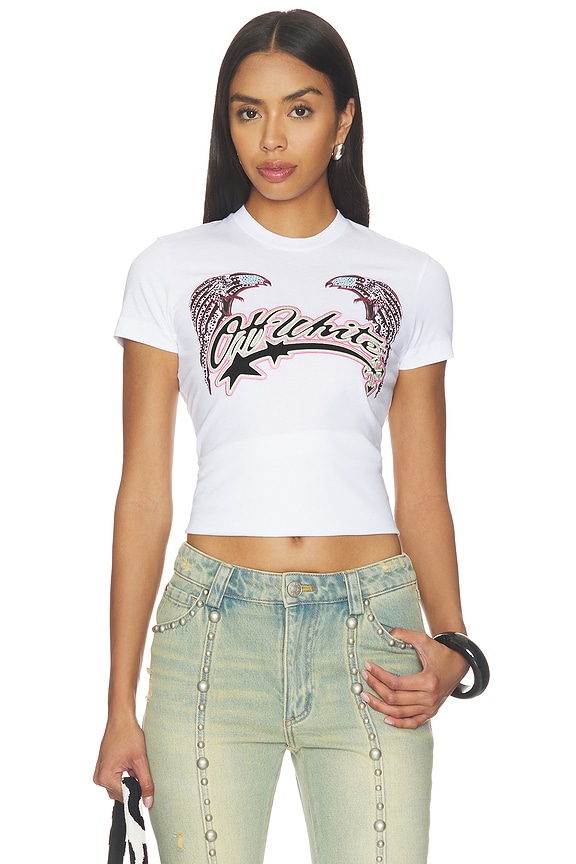 view 1 of 5 Swarovski Double Eagle Slim Tee in White & Black