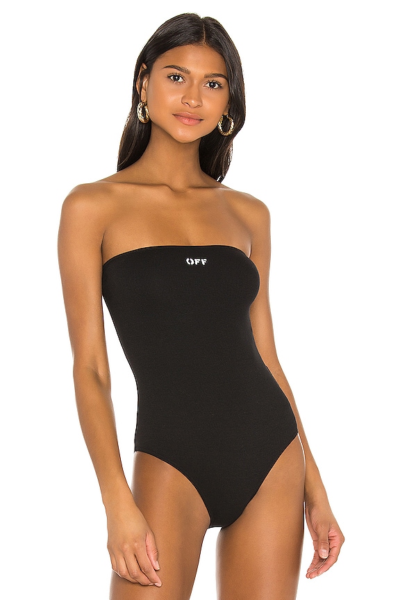 view 2 of 5 Strapless Bodysuit in Black & White