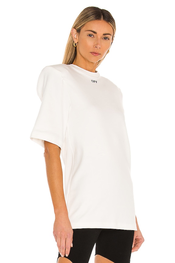 view 2 of 4 Shoulder Pad T-Shirt in White & Black