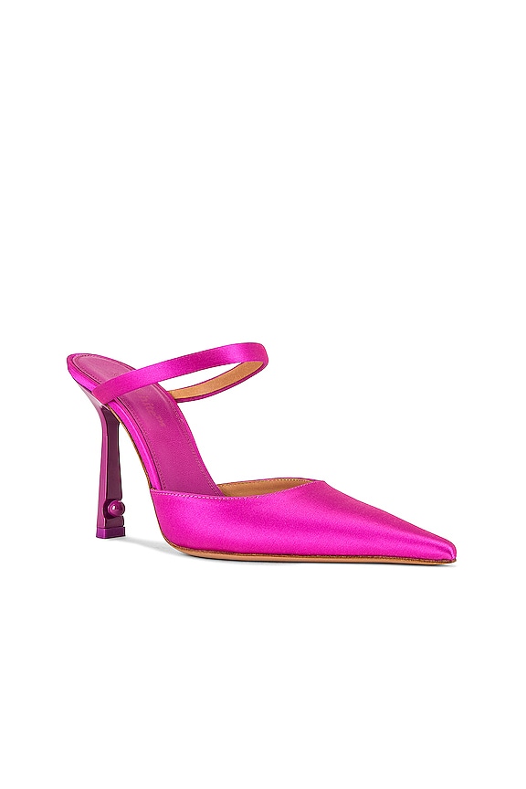 view 2 of 5 Pop Pearl Satin High Point Toe Mule in Fuchsia