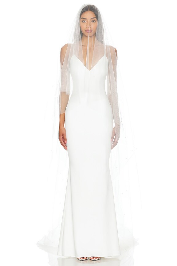 view 2 of 9 Brillo Pearl Veil With Blusher in Off White