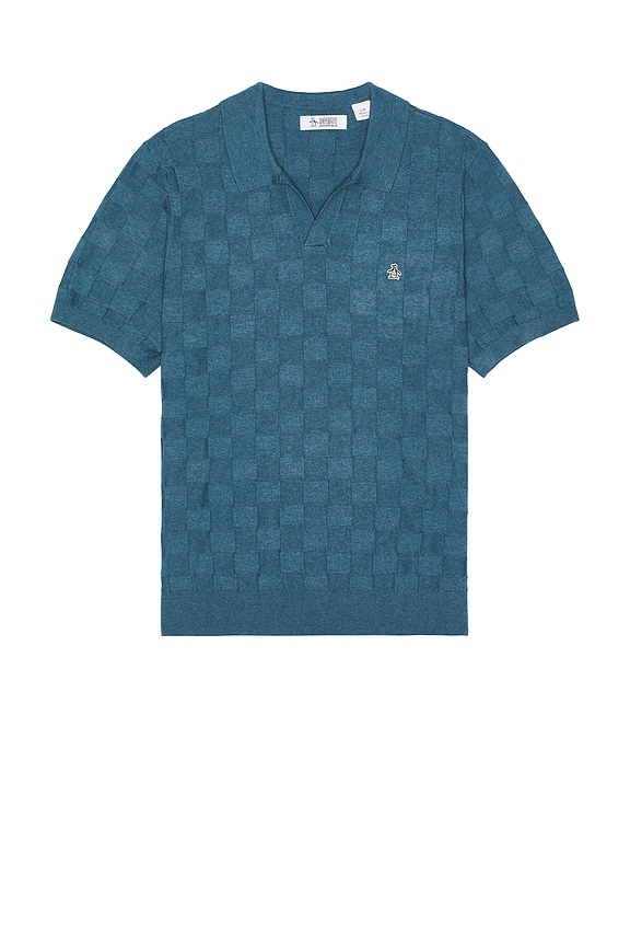 view 1 of 4 Jacquard Johnny Collar Sweater Polo in Copen Blue