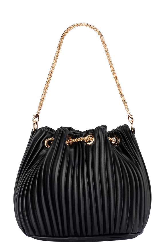 view 2 of 7 Remi Pleated Drawstring Bag in Black