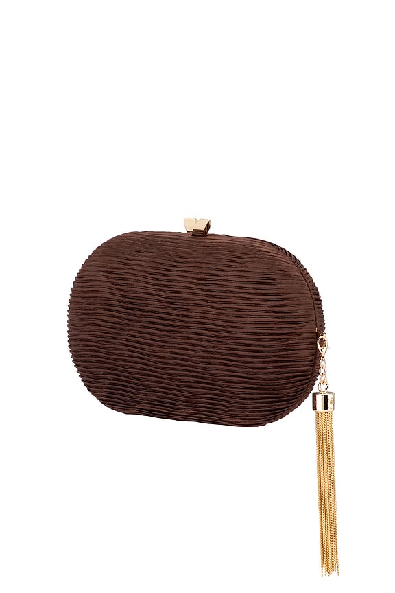 view 2 of 4 Natalie Pleated Oval Clutch in Chocolate
