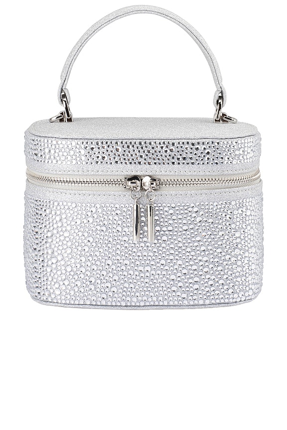view 1 of 5 Beckie Zip Top Crystal Bag in Silver