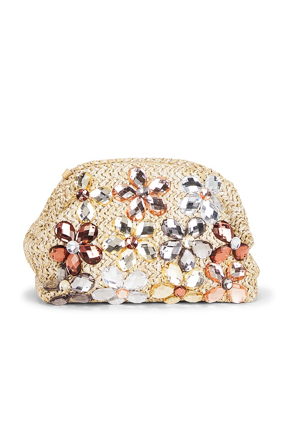 view 1 of 5 Fern Crystal Embellished Clutch in Natural