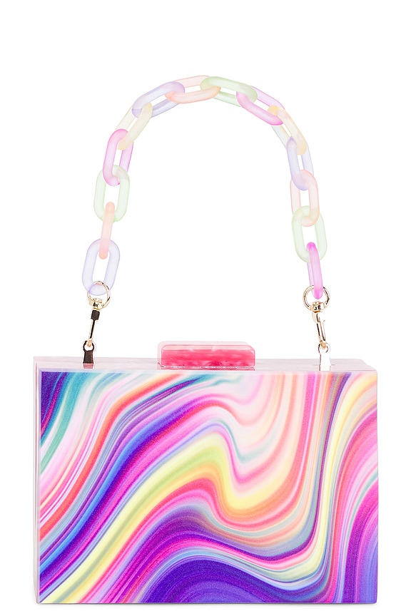 view 2 of 5 Dorothy Swirl Print Box Clutch in Rainbow