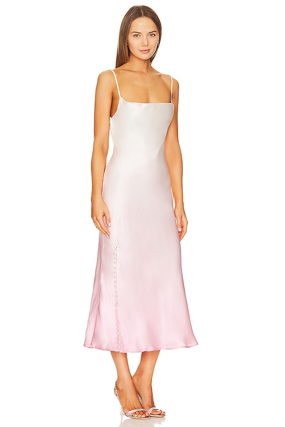 view 2 of 4 Lia Silk Slip Dress in White & Pink Ombre