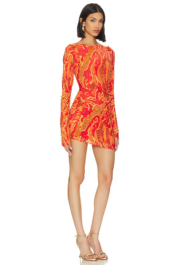 view 2 of 4 ROBE MINI ASYMÉTRIQUE in Orange & Red Combo