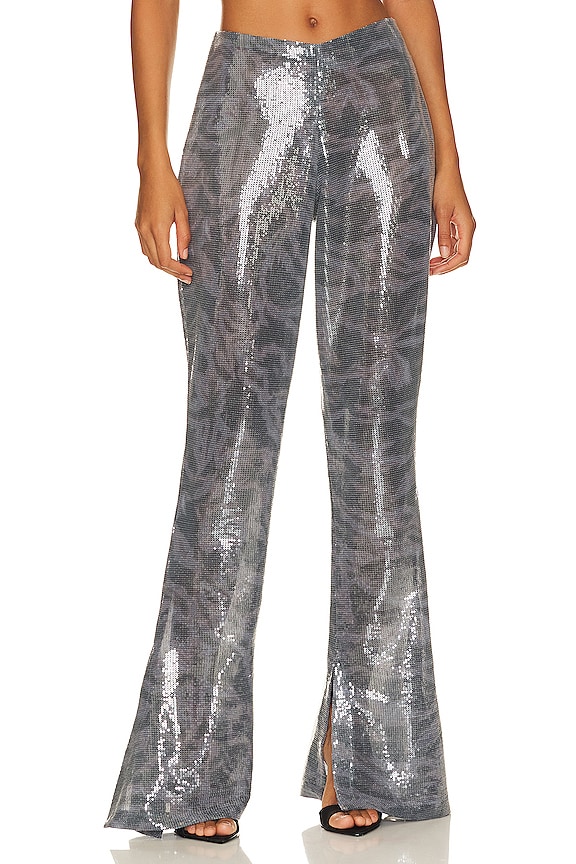 view 2 of 6 Zusi Sequin Pants in Black, Gunmetal & Silver Combo