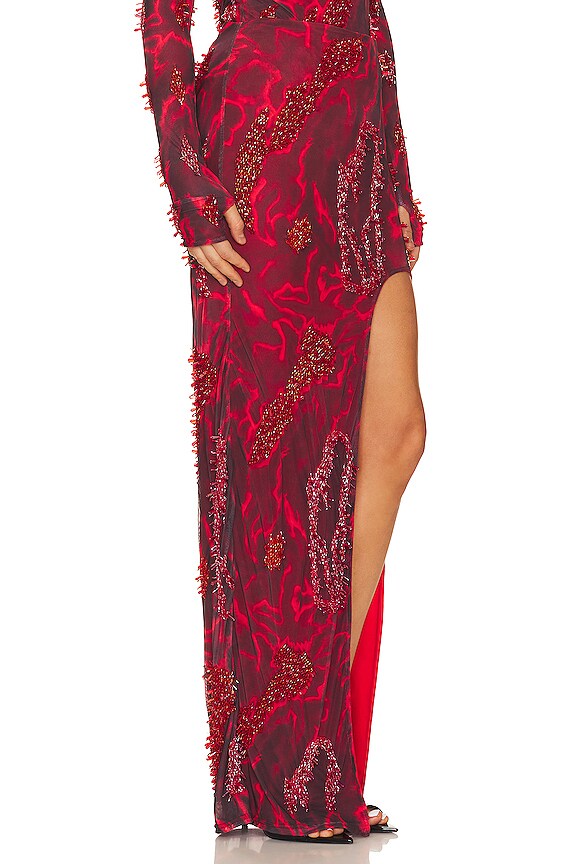 view 2 of 5 Zusi Pencil Maxi Skirt in Red Multi