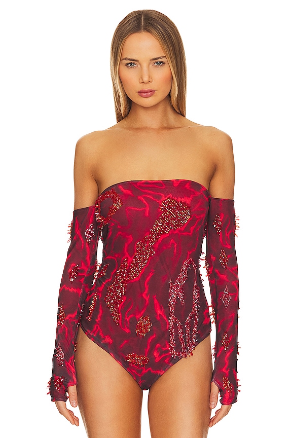 view 2 of 6 Zusi Bodysuit in Red Multi