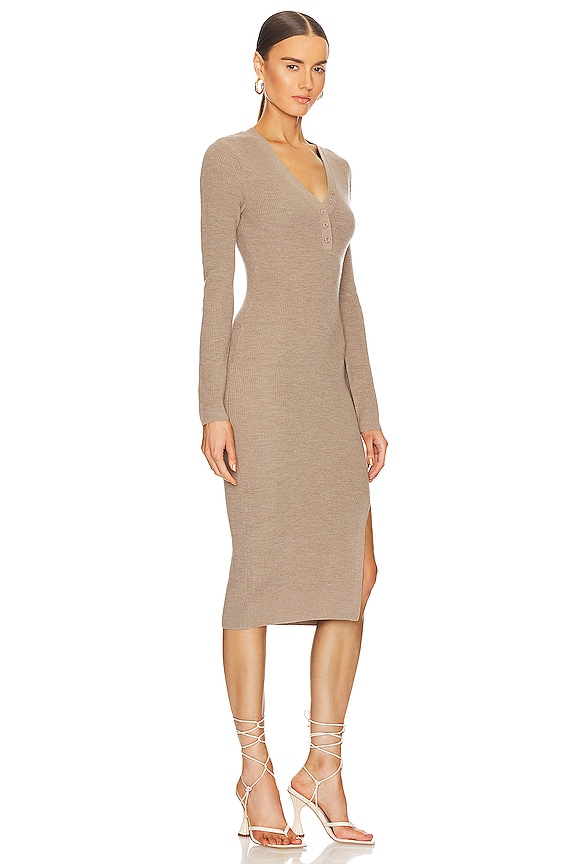 view 2 of 3 ROBE MI-LONGUE BRISTOL MERINO in Fawn