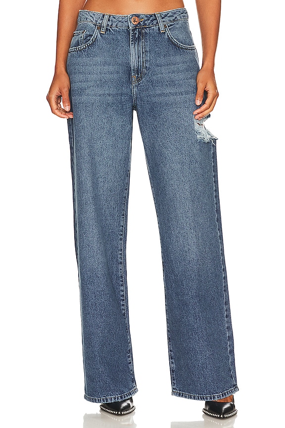 One Teaspoon Jackson Mid Waist Wide Leg Jean in Rosewood | REVOLVE