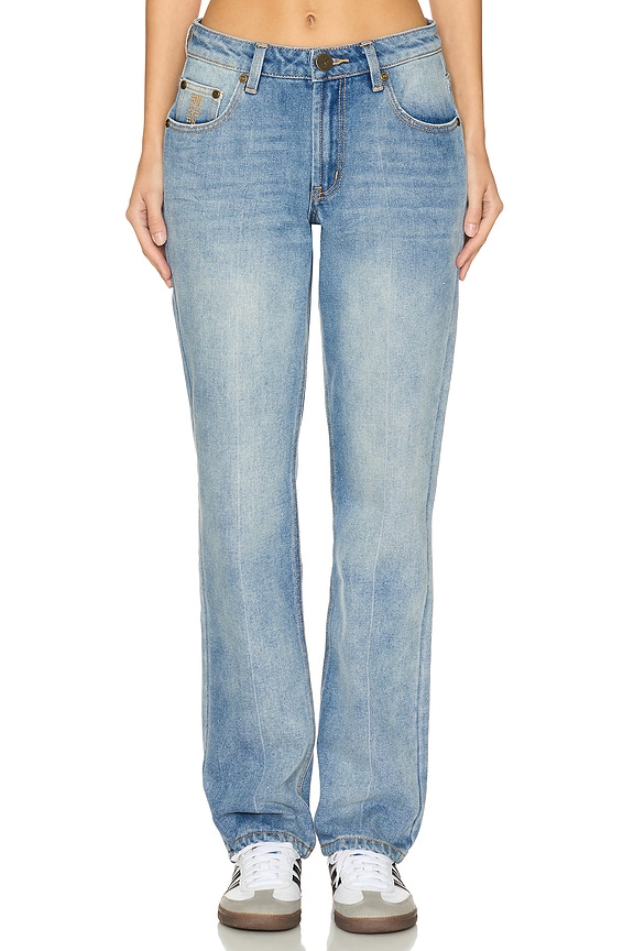 view 1 of 6 Truckers Mid Waist Straight Leg Jeans in Blue Malt