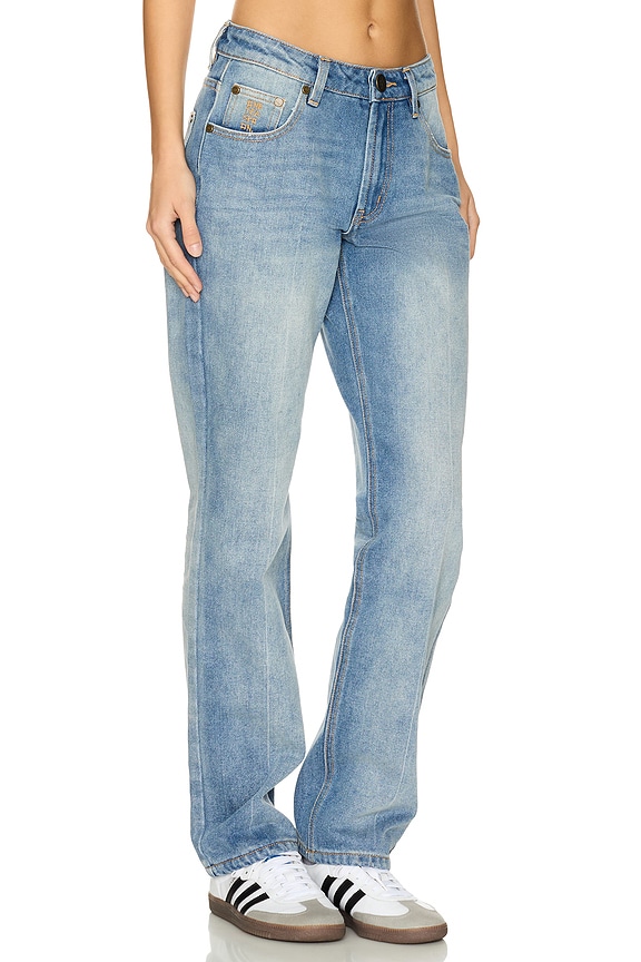 view 2 of 6 Truckers Mid Waist Straight Leg Jeans in Blue Malt