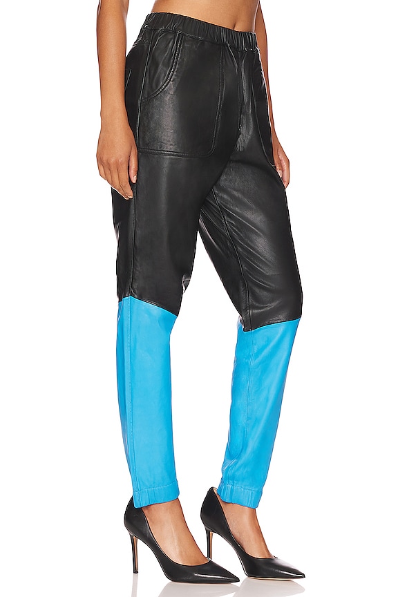 view 2 of 4 Stand By Leather Track Pants in Black & Blue