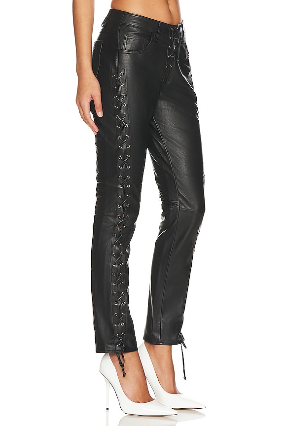 view 2 of 4 Blacklight Leather Lace Up Pants in Black