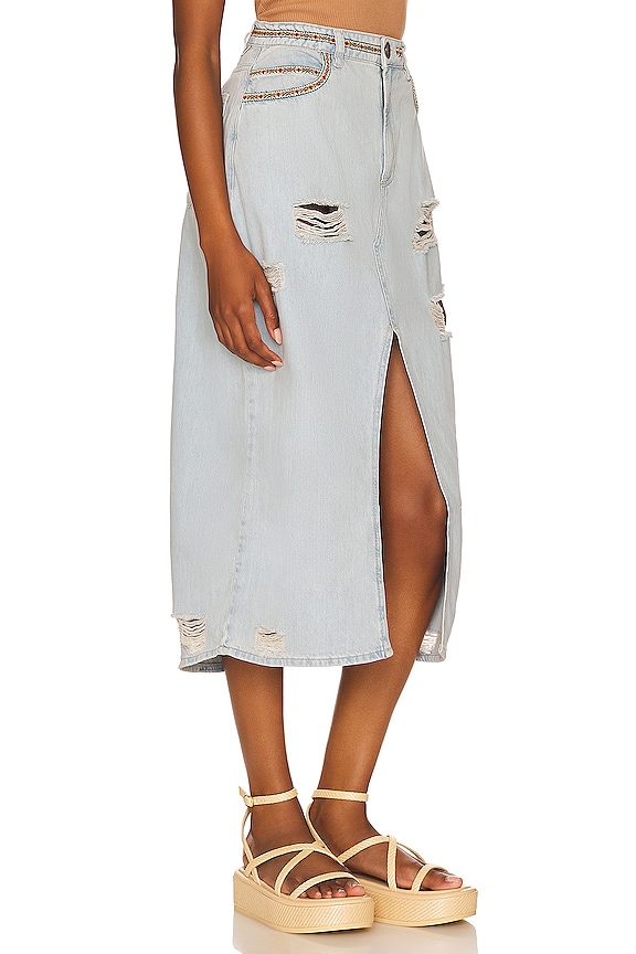 view 2 of 4 Rocko Long Length Denim Skirt in Angel Blue