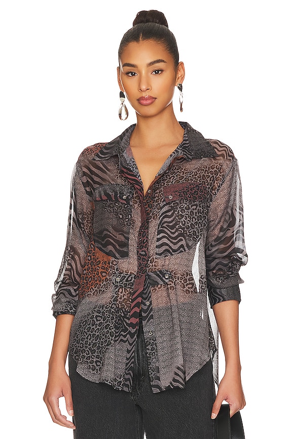 view 1 of 4 CAMISA UTILITARIA DILEMA SHEER in Animal