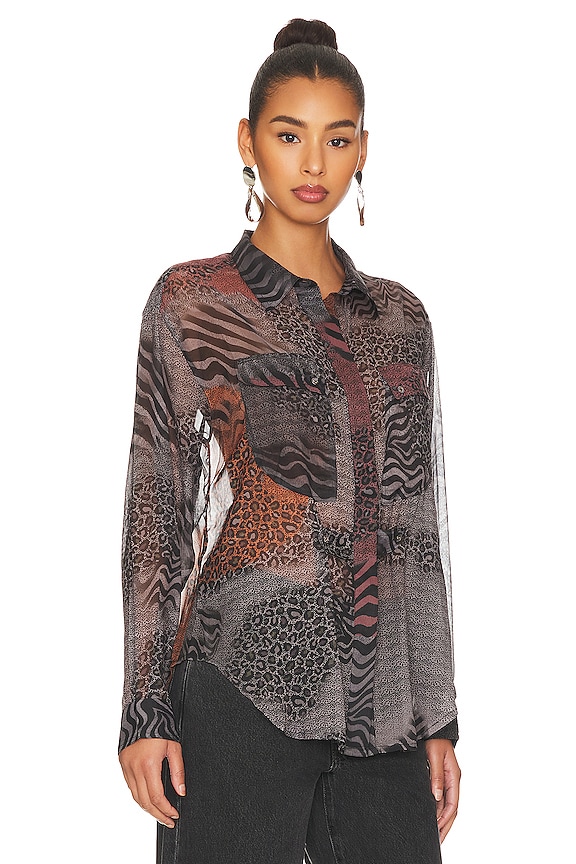 view 2 of 4 CAMISA UTILITARIA DILEMA SHEER in Animal