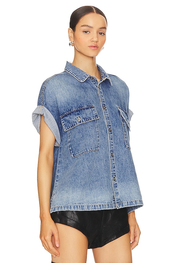 view 2 of 4 Cut Off Denim Shirt in Blue Rapture