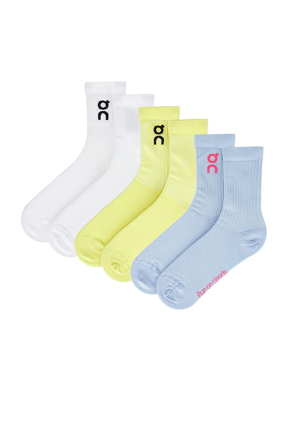 view 2 of 8 Logo 3 Pack Sock in White, Zest, & Stratosphere