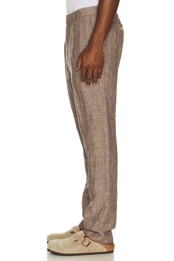 view 2 of 5 PANTALONES PLISADOS LINEN in Medium Brown