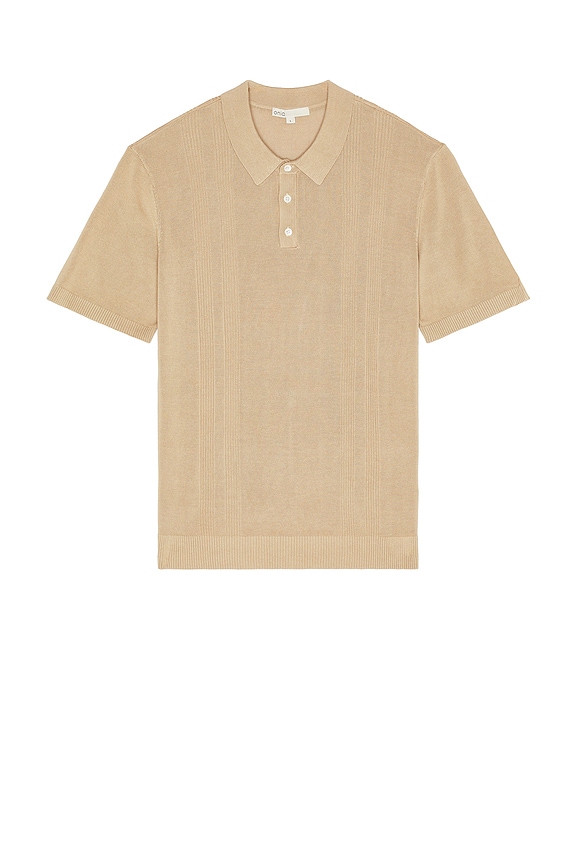 view 1 of 4 Silk Ribbed Knit Polo in Tan