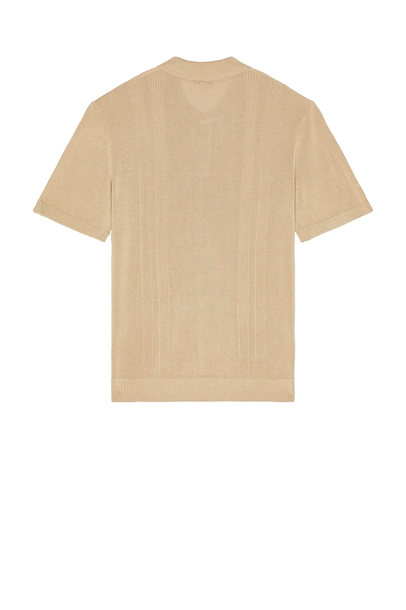 view 2 of 4 Silk Ribbed Knit Polo in Tan