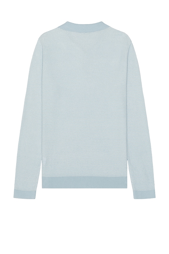 view 2 of 4 Cotton Textured Knit Long Sleeve Polo in Pale Blue