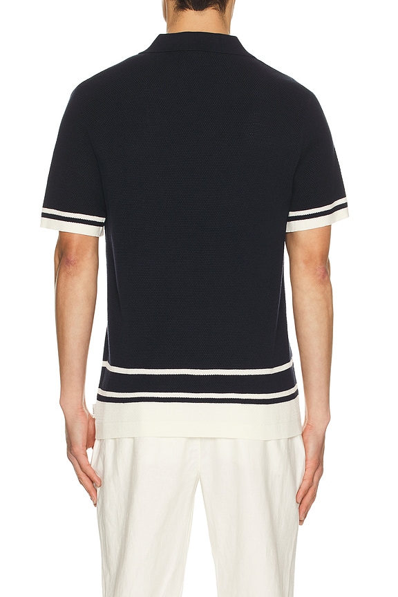 view 2 of 4 Cotton Textured Johnny Collar Polo in Midnight & Egret