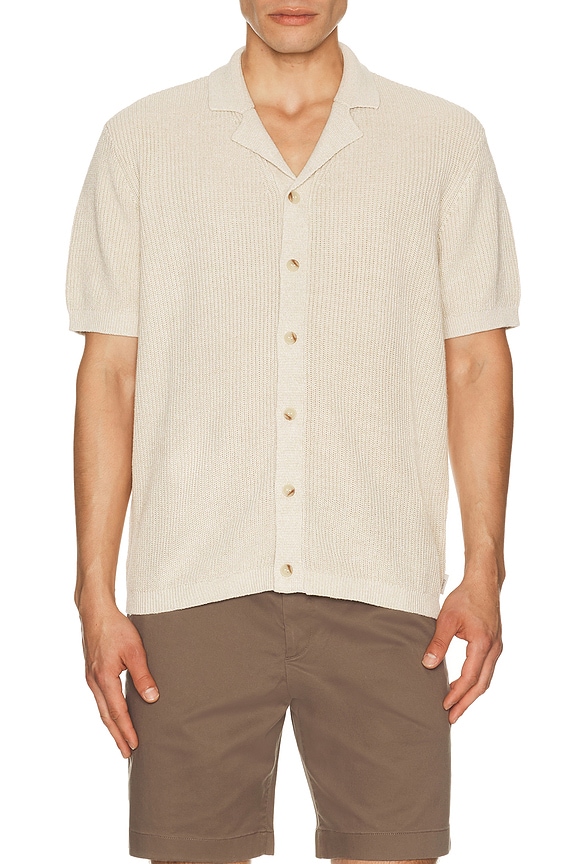 view 1 of 4 Silk Linen Camp Shirt in Melange Tan