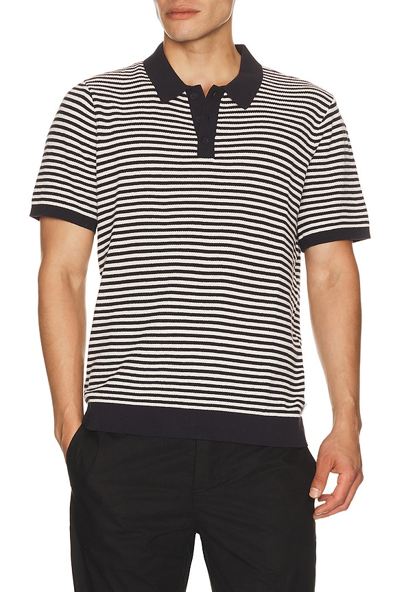 view 1 of 5 Textured Knit Polo in Midnight & Egret