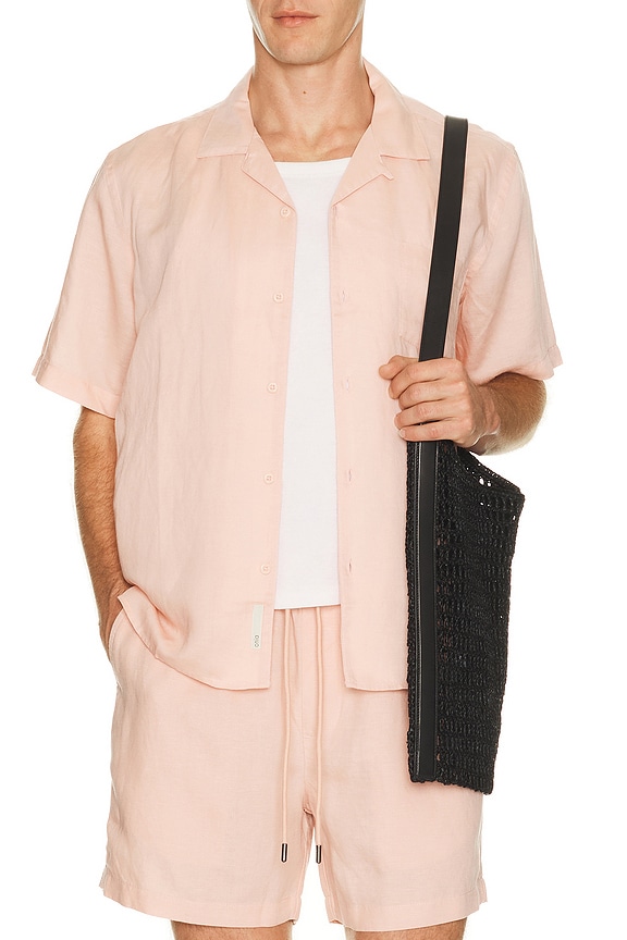 view 1 of 4 Air Linen Convertible Vacation Shirt in Pink Sand