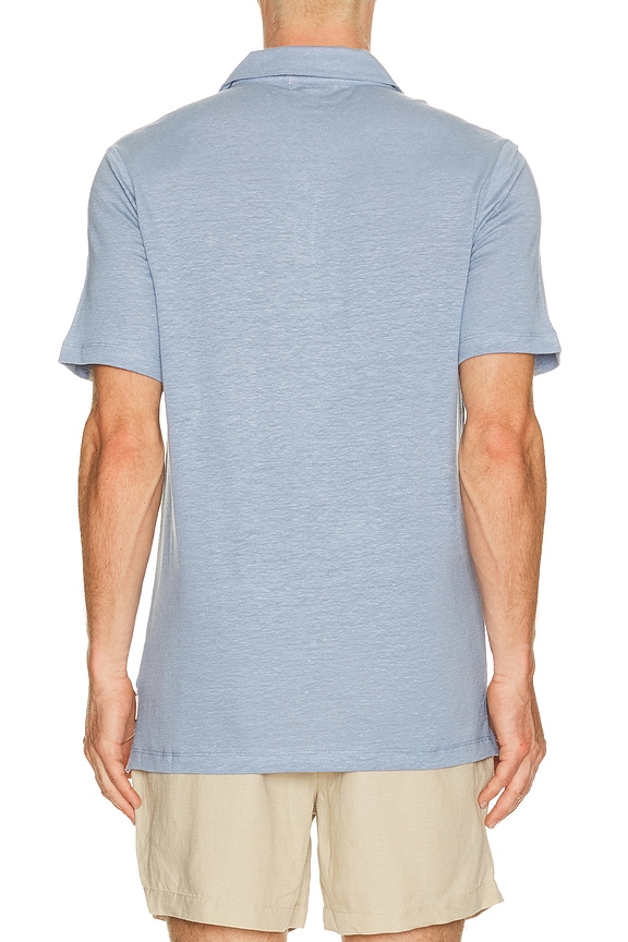 view 2 of 4 Shaun Stretch Linen Polo in Soft Blue