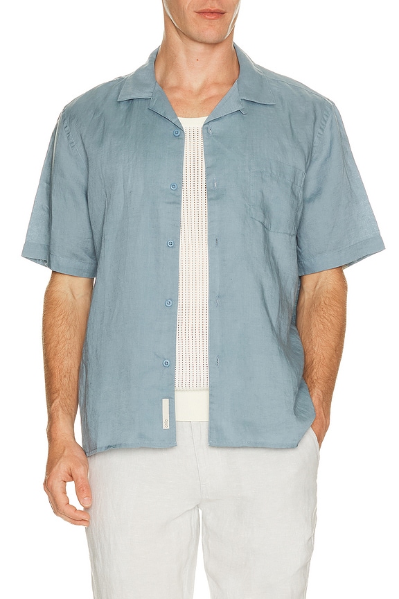 view 1 of 4 Air Linen Convertible Vacation Shirt in Lagoon