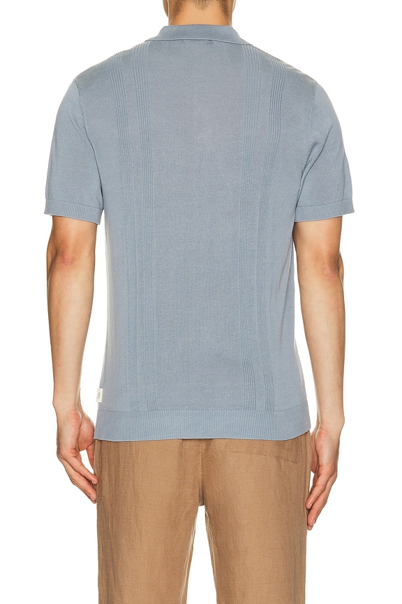 view 2 of 4 Silk Ribbed Knit Polo Shirt in Lagoon