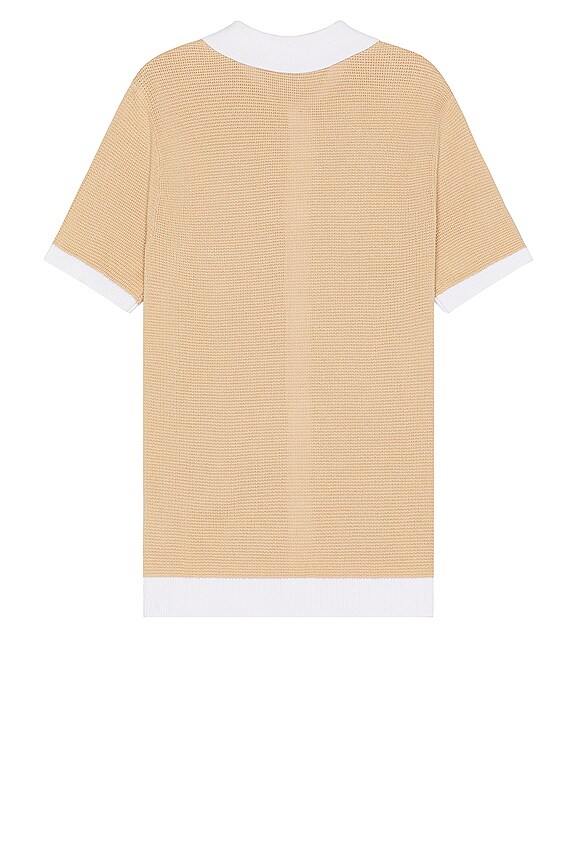 view 2 of 3 COTTON TEXTURED BUTTON UP SHIRT YS2 in Beige & White