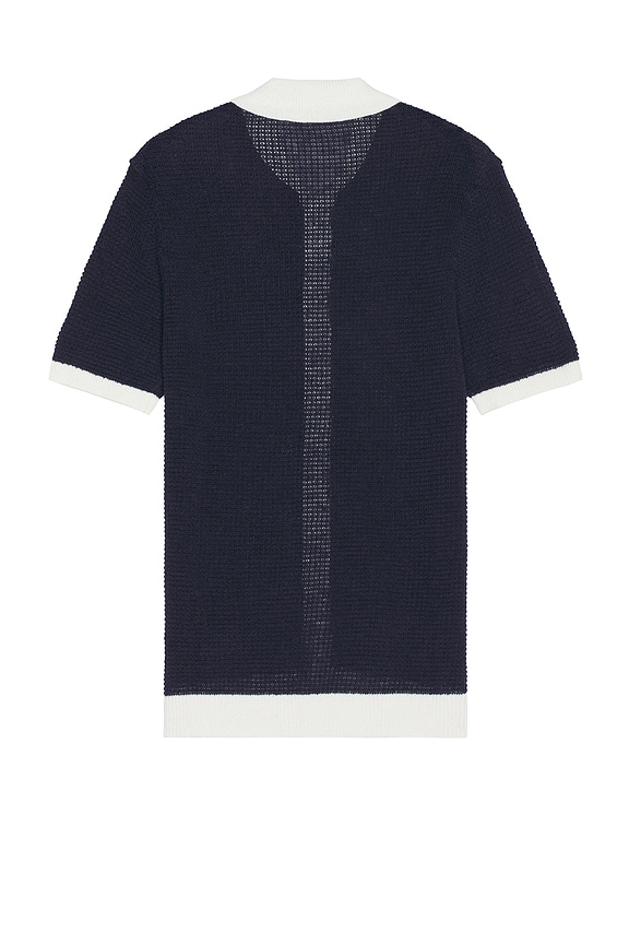 view 2 of 3 Short Sleeve Button Up Shirt in Deep Navy & White