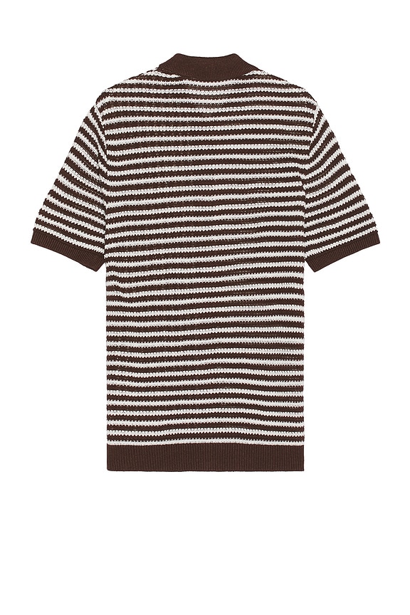 view 2 of 4 Short Sleeve Button Up Shirt in Chocolate & White