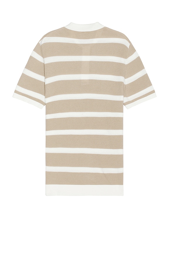 view 2 of 3 Short Sleeve Knit Polo in Tan & White