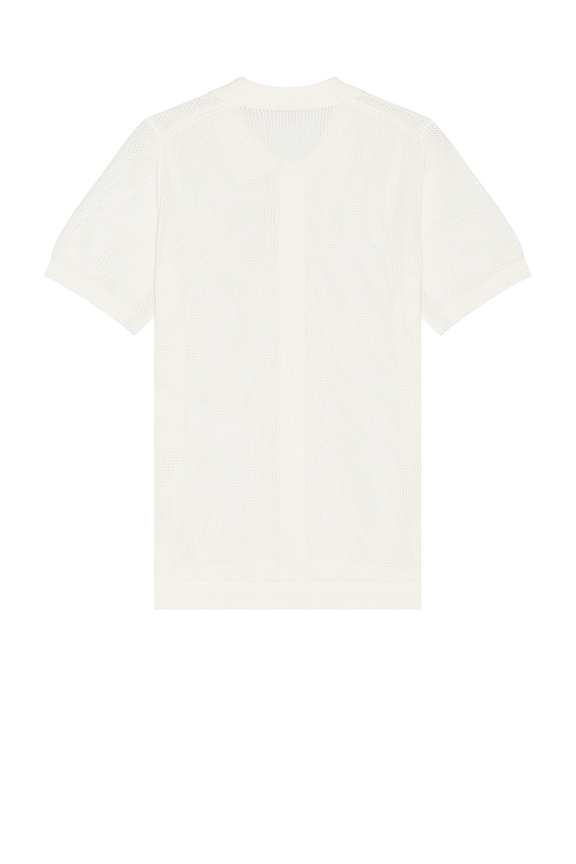 view 2 of 3 Crochet Knit Button Up Shirt in White