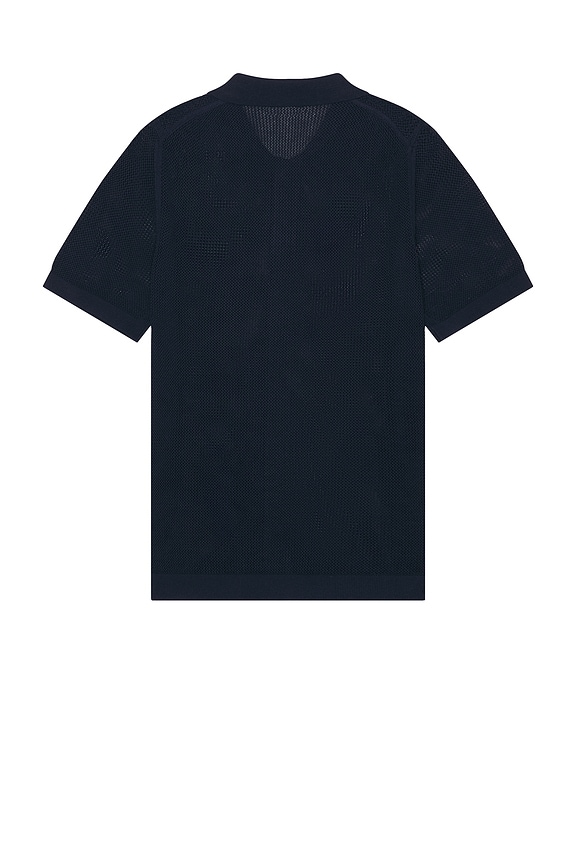 view 2 of 2 Crochet Knit Button Up Shirt in Deep Navy