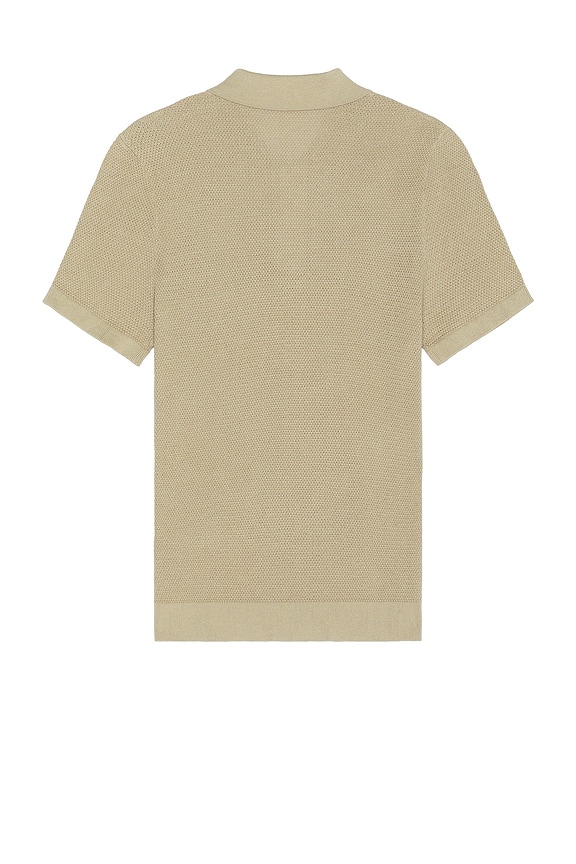 view 2 of 3 Cotton Textured Knit Polo in Sand