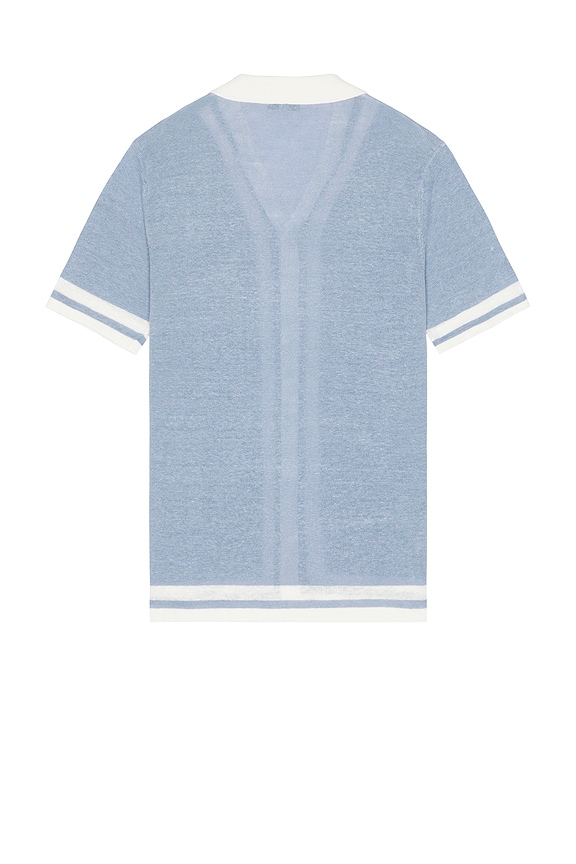 view 2 of 4 Linen Knit Camp Shirt in Baby Blue & White