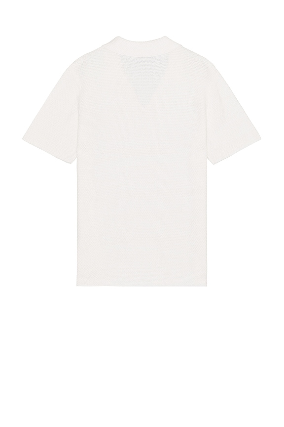 view 2 of 4 Cotton Crochet Johnny Collar Polo in White